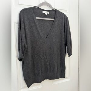 NEW Nordstrom Treasure & Bond - Gray Short Sleeve V Neck Sweater - Soft - XL